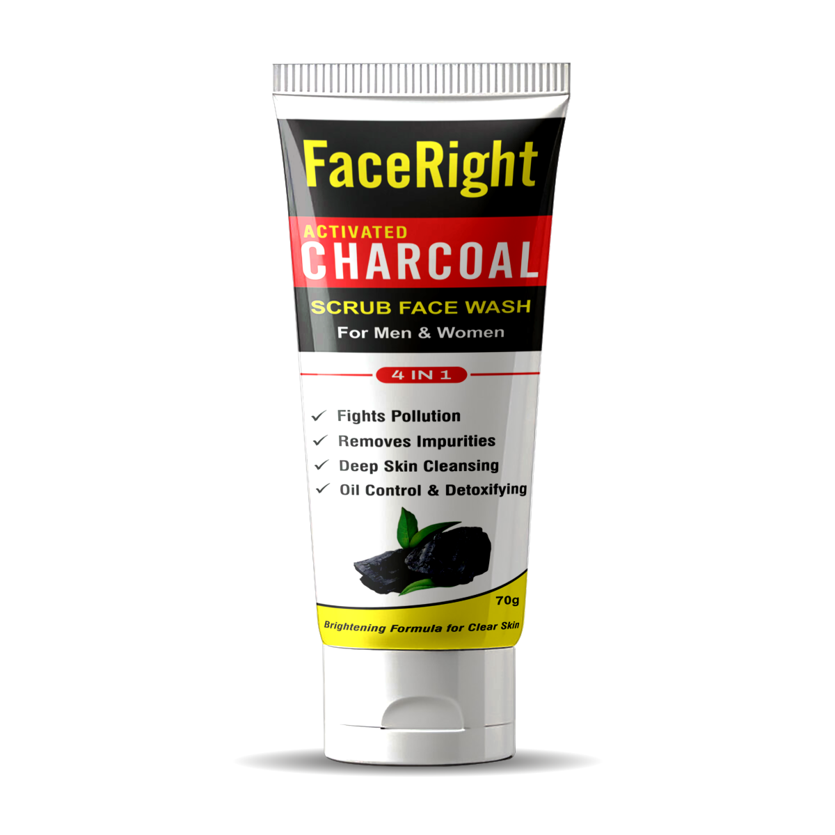FaceRight Active Charcoal Scrub Facewash 70g