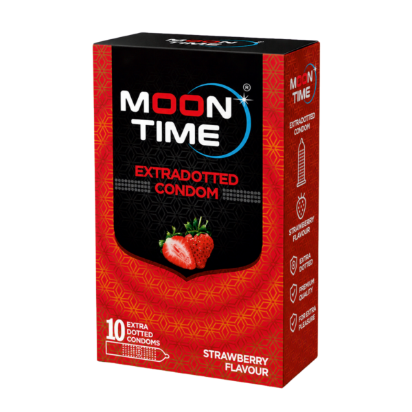 Moontime Strawberry Condom 10PC Moontime Strawberry Condom 10Pc